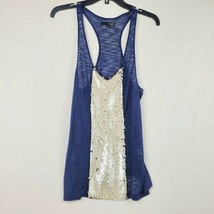 The Addison Story - Small, Navy Sequin Embellished Tank Top